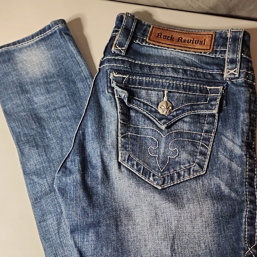 Rock Revival Blue Denim with Silver Accents